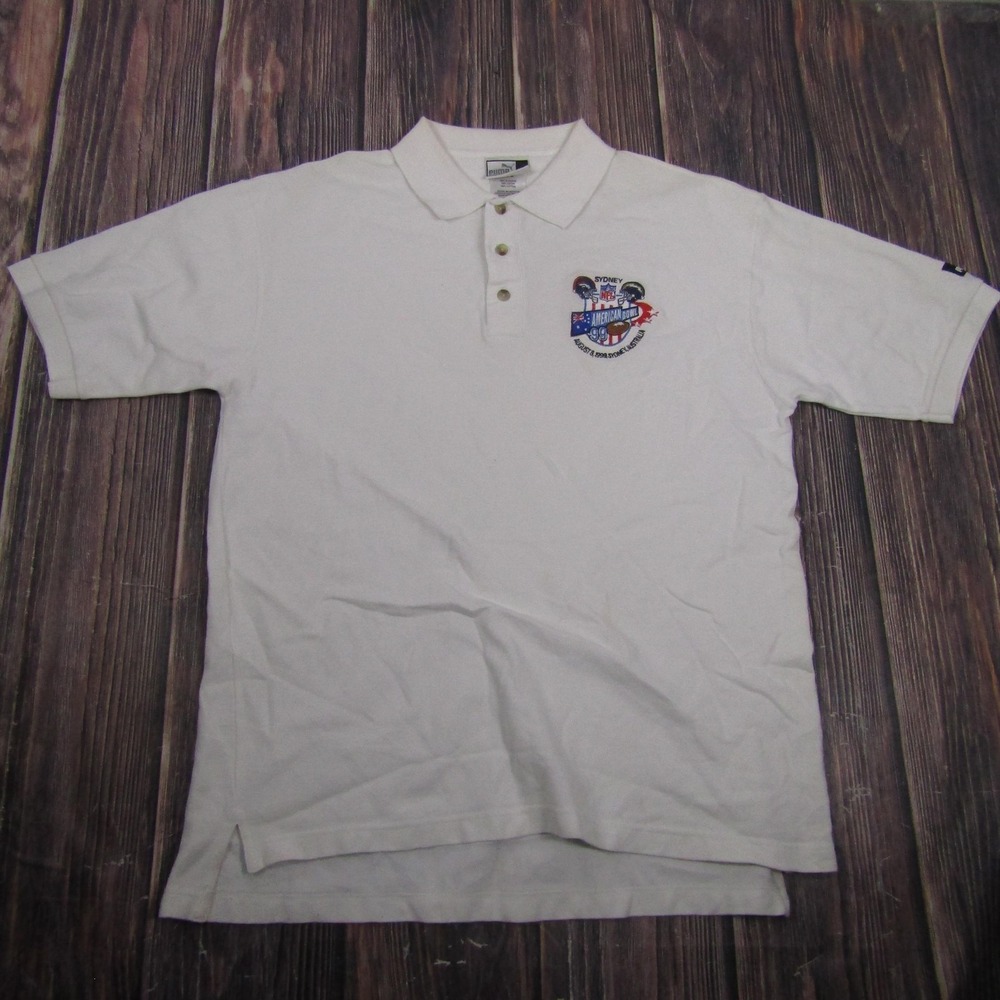 Vintage Puma American Bowl 1999 Sydney Shirt Mens Large White Polo NFL Tee